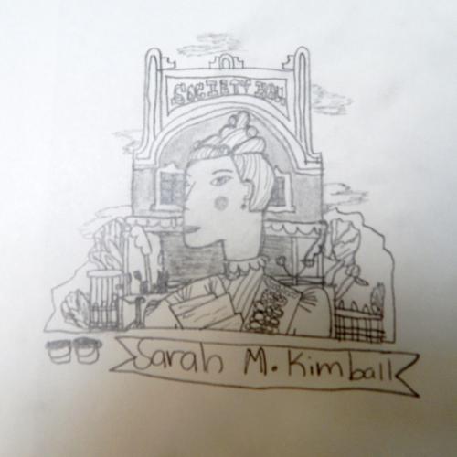 A students pencil drawing of Sarah M. Kimball 