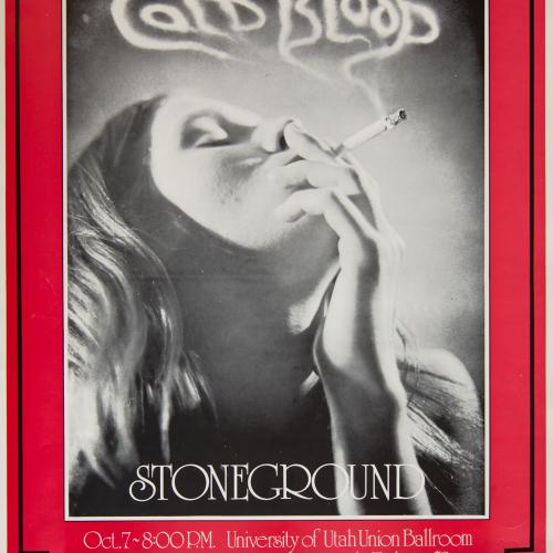 Cold Blood with Stone Ground, University of Utah Ballroom, 1972. University of Utah Archives: Musical Performances – Miscellaneous vertical files. J. Willard Marriott Library, University of Utah.