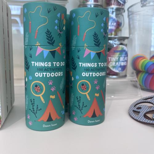 Two green tubes labeled "Things to do outdoors" 