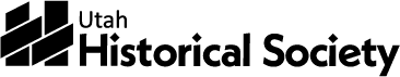 Logo for the Utah Historical Society featuring geometric shapes on the left and the text Utah Historical Society in bold black letters on the right.